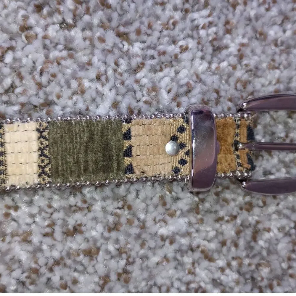 Boho Woven Belt Medium Earth Tone Multicolored Patterned Waist Belt M